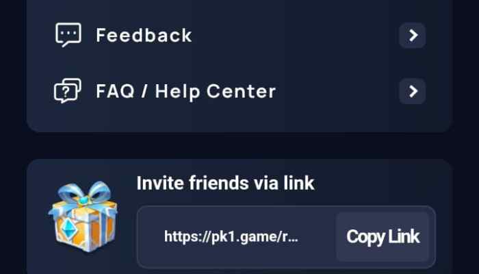 PK1 Game Invite Your Friends Get Bonus
